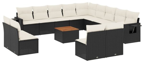 VidaXL Polyrattan Kerti Ülőgarnitúra - 14 részes - Fekete