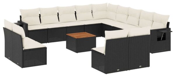 VidaXL Polyrattan Kerti Ülőgarnitúra - 14 részes - Fekete