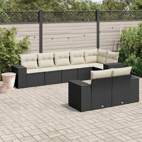 VidaXL Polyrattan Kerti Ülőgarnitúra - 8 részes - Fekete