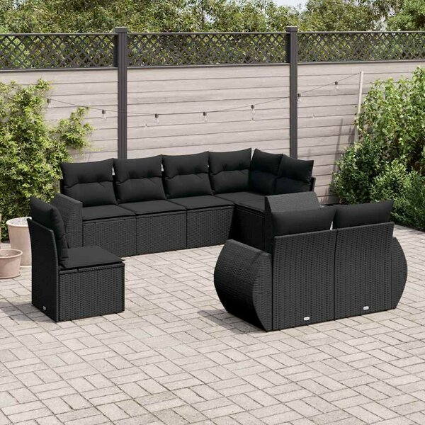 VidaXL Polyrattan Kerti Ülőgarnitúra - 8 részes - Fekete