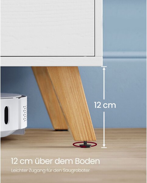 VASAGLE Modern TV Szekrény 65 Colos TV-hez Fehér Skandináv Stílusú Tárolóval