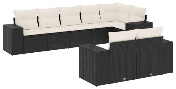 VidaXL Polyrattan Kerti Ülőgarnitúra - 8 részes - Fekete