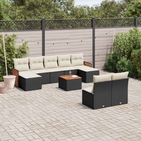 VidaXL Polyrattan Kerti Ülőgarnitúra - 10 részes - Fekete