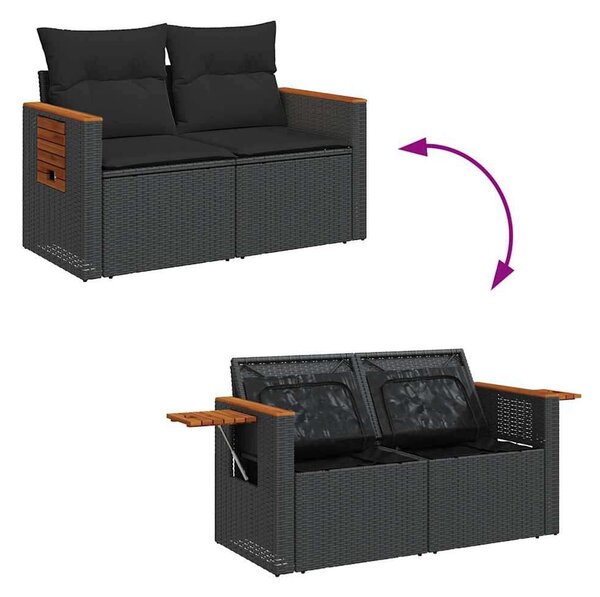 VidaXL Polyrattan Kerti Ülőgarnitúra - 4 részes - Fekete