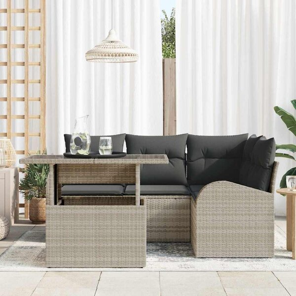 VidaXL Kerti Kanapé Szett párnával 5 pcs Világosszürke Poli rattan