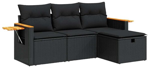 VidaXL Polyrattan Kerti Ülőgarnitúra - 4 részes - Fekete