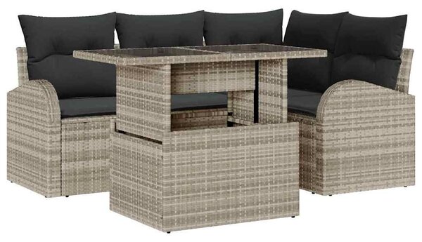 VidaXL Kerti Kanapé Szett párnával 5 pcs Világosszürke Poli rattan