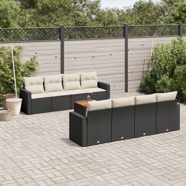 VidaXL Polyrattan Kerti Ülőgarnitúra - 9 részes - Fekete