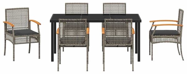 VidaXL Kert étkező szett 7 pcs Szürke polirattan