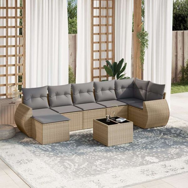 VidaXL Polyrattan Kerti Ülőgarnitúra - 8 részes - Bézs