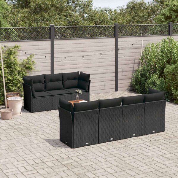 VidaXL Polyrattan Kerti Ülőgarnitúra - 8 részes - Fekete