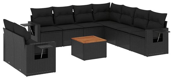 VidaXL Polyrattan Kerti Ülőgarnitúra - 10 részes - Fekete