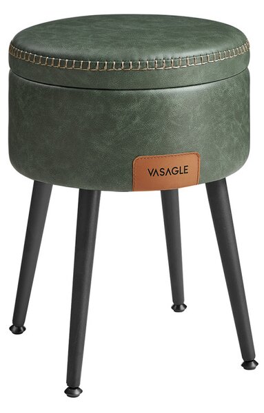 VASAGLE EKHO tároló ülőke fésülködőasztalhoz PU erdőzöld mid-century modern