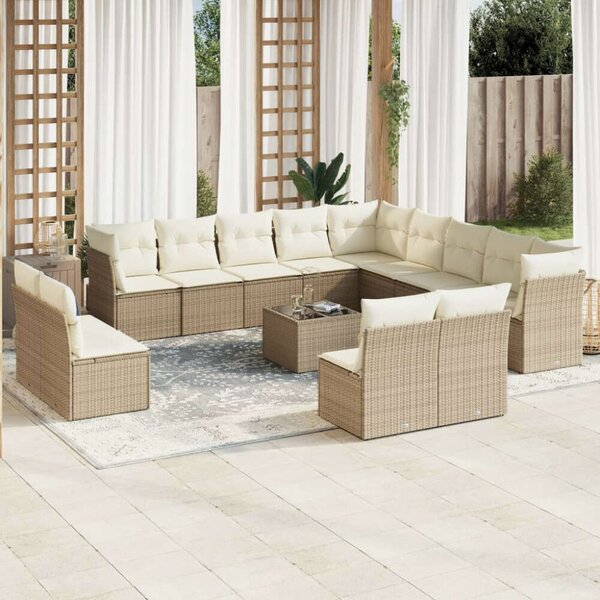 VidaXL Polyrattan Kerti Ülőgarnitúra - Bézs - 14 részes