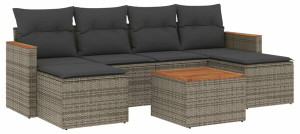 VidaXL Polyrattan Kerti Ülőgarnitúra - 7 részes - Szürke