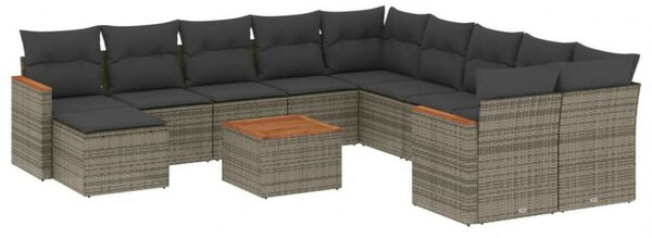 VidaXL Polyrattan Kerti Ülőgarnitúra - 12 részes - Szürke