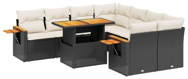 VidaXL Polyrattan Kerti Ülőgarnitúra - 8 részes - Fekete