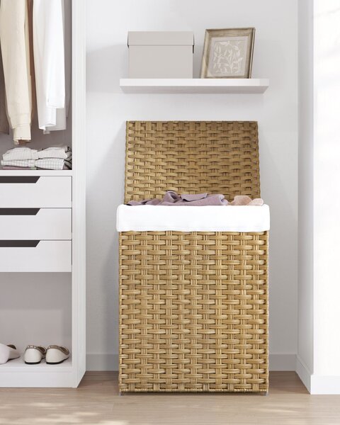 SONGMICS Kézzel Font Rattan Szennyestartó Kosár Természetes 90L