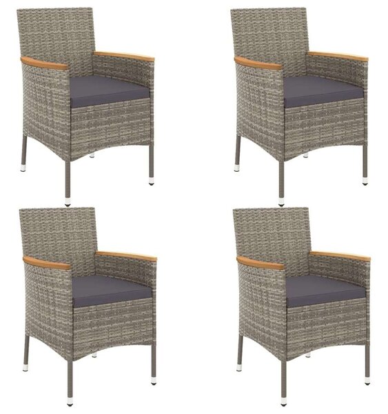 Polyrattan Kerti Étkezőgarnitúra - 5 részes - Szürke