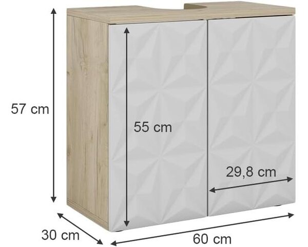 Vicco Edge mosdószekrény, 60 cm, fehér/tölgy