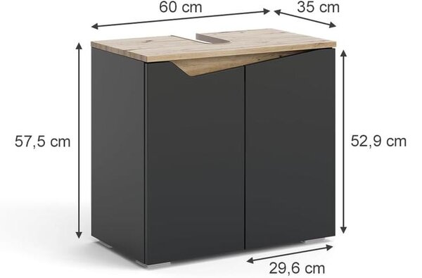 Vicco Marelle mosdószekrény, 60 cm, antracit/tölgy