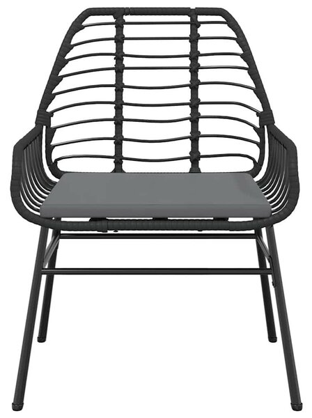 5 részes fekete polyrattan üveg kerti étkezőgarnitúra párnákkal