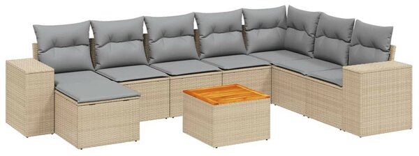VidaXL Polyrattan Kerti Ülőgarnitúra - 9 részes - Bézs