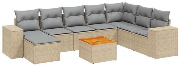 VidaXL Polyrattan Kerti Ülőgarnitúra - 9 részes - Bézs