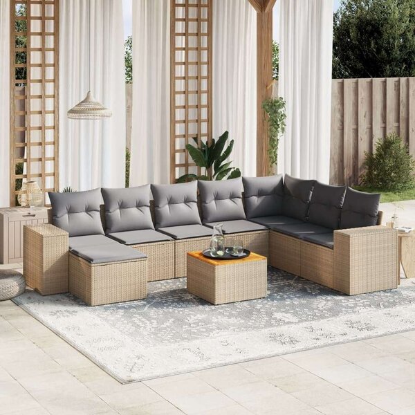 VidaXL Polyrattan Kerti Ülőgarnitúra - 9 részes - Bézs
