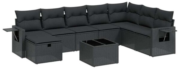 VidaXL Polyrattan Kerti Ülőgarnitúra - 9 részes - Fekete
