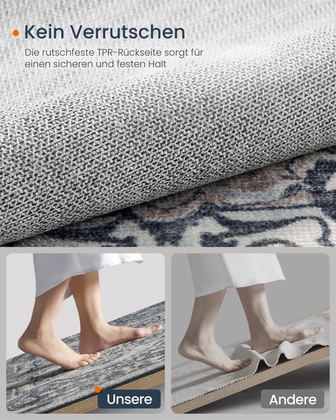 SONGMICS HOME Vintage Stílusú Szőnyeg Galambszürke 120 x 170 cm Csúszásmentes Mosható