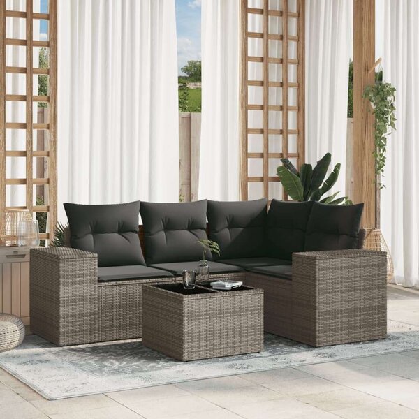 VidaXL 5 részes Polyrattan Kerti Ülőgarnitúra - Szürke