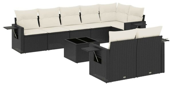 VidaXL Polyrattan Kerti Ülőgarnitúra - 9 részes - Fekete