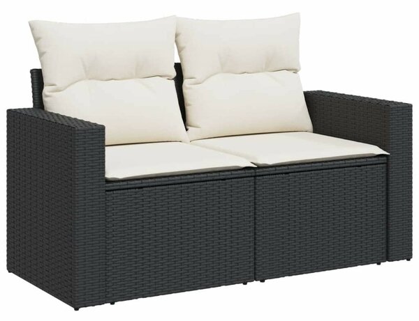 VidaXL 5 részes fekete polyrattan kerti kanapészett párnákkal