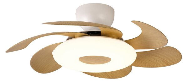LED mennyezeti ventilátor Flower fa DC-motor csendes CCT – Mantra Mantra Iluminación, Flower, dimmable, Fa, Nappali, Műanyag, Modern