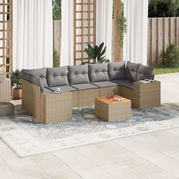 Polyrattan Kerti Ülőgarnitúra - 8 részes - Bézs