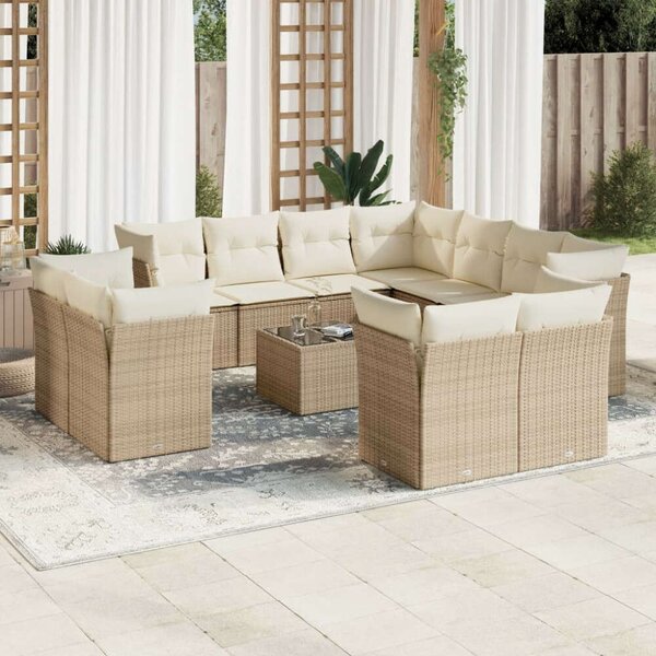 VidaXL Polyrattan Kerti Ülőgarnitúra - 12 részes - Bézs