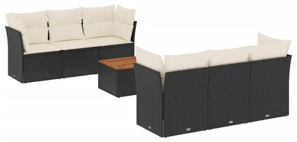 VidaXL Polyrattan Kerti Ülőgarnitúra - 7 részes - Fekete