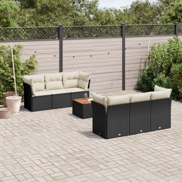 VidaXL Polyrattan Kerti Ülőgarnitúra - 7 részes - Fekete