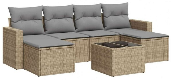 VidaXL Polyrattan Kerti Ülőgarnitúra - 7 részes - Bézs
