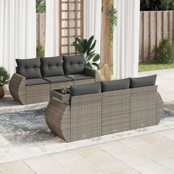 VidaXL Polyrattan Kerti Ülőgarnitúra - 7 részes - Szürke