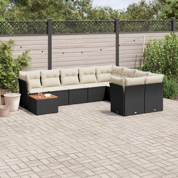 VidaXL Polyrattan Kerti Ülőgarnitúra - 10 részes - Fekete