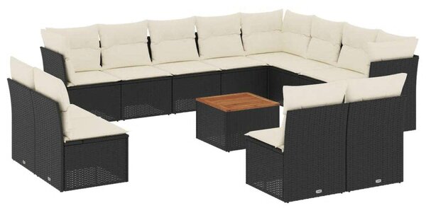 VidaXL Polyrattan Kerti Ülőgarnitúra - 13 részes - Fekete