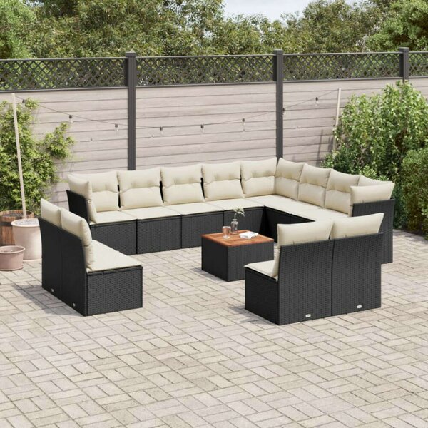 VidaXL Polyrattan Kerti Ülőgarnitúra - 13 részes - Fekete