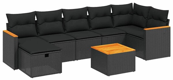 VidaXL 8 részes Kerti Ülőgarnitúra - Fekete Polyrattan
