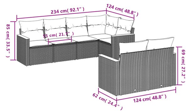 VidaXL 7 részes Polyrattan Kerti Ülőgarnitúra - Bézs