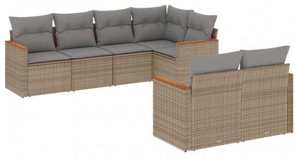 VidaXL 7 részes Polyrattan Kerti Ülőgarnitúra - Bézs