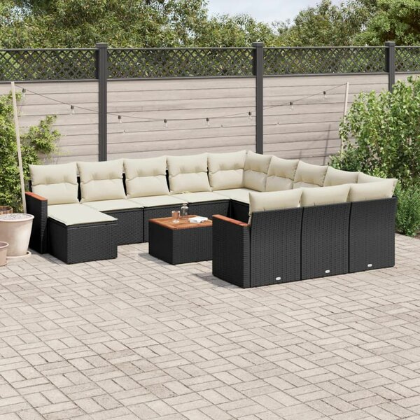 VidaXL Polyrattan Kerti Ülőgarnitúra - 13 részes - Fekete