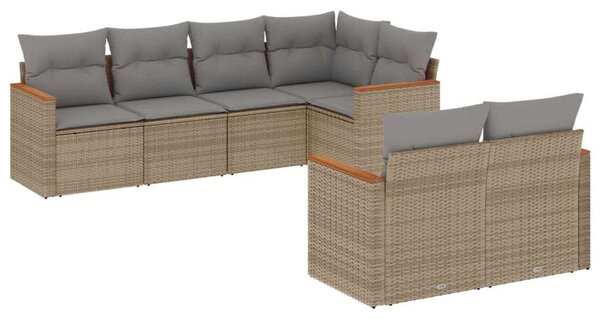 VidaXL 7 részes Polyrattan Kerti Ülőgarnitúra - Bézs
