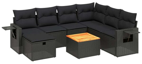 VidaXL Polyrattan Kerti Ülőgarnitúra - 8 részes - Fekete